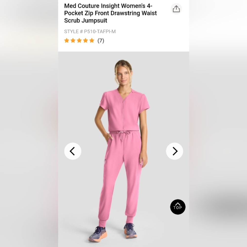 Med Couture Blush Pink Scrub Jumpsuit Size M